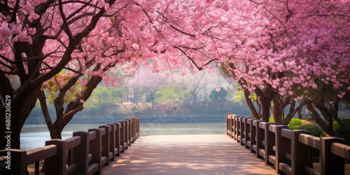 Thai Sakura Bloom - Pink Cherry Blossoms Flourishing in Thailand's Beauty - Nature's Delight in a Tropical Setting