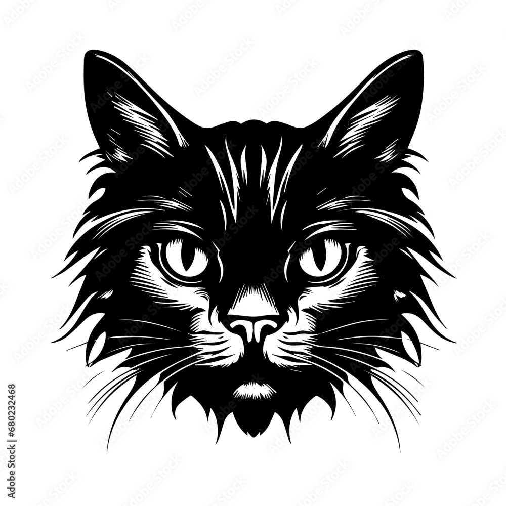 Serene Cat Head Vector Illustration Serene Cat Head Vector Illustration