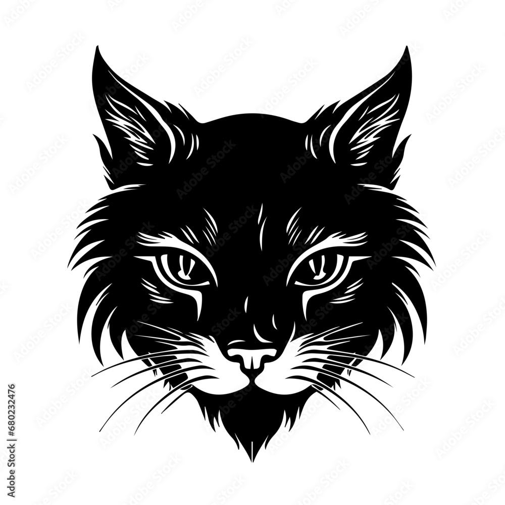 Serene Cat Head Vector Illustration Serene Cat Head Vector Illustration