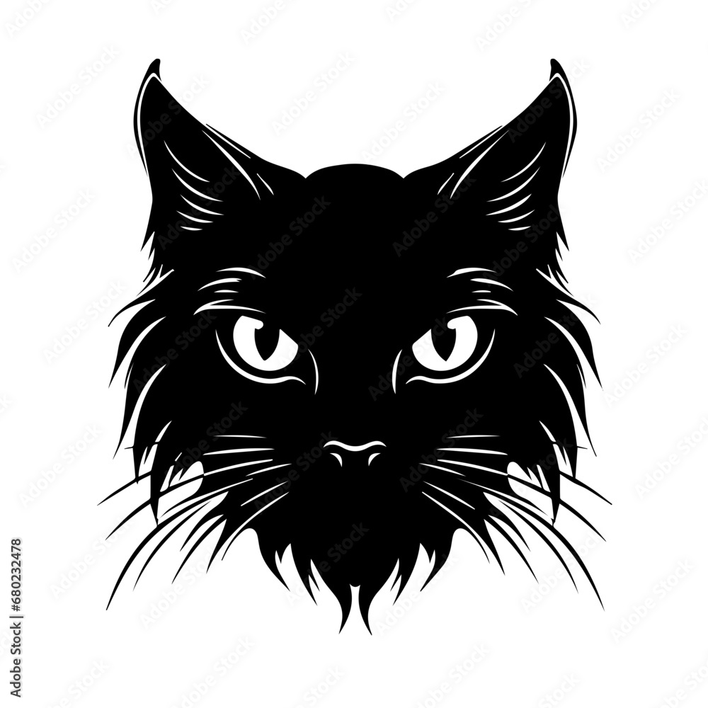 Serene Cat Head Vector Illustration