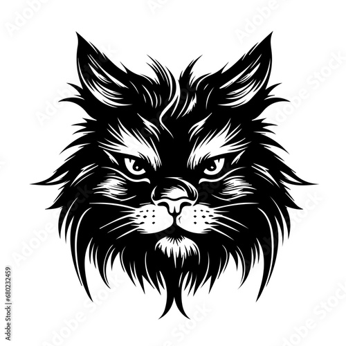 Serene Cat Head Vector Illustration