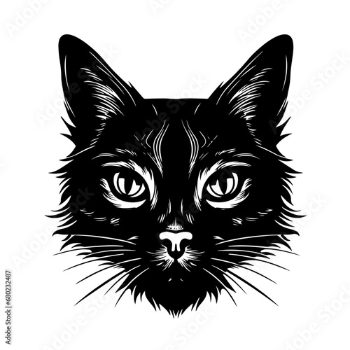 Serene Cat Head Vector Illustration
