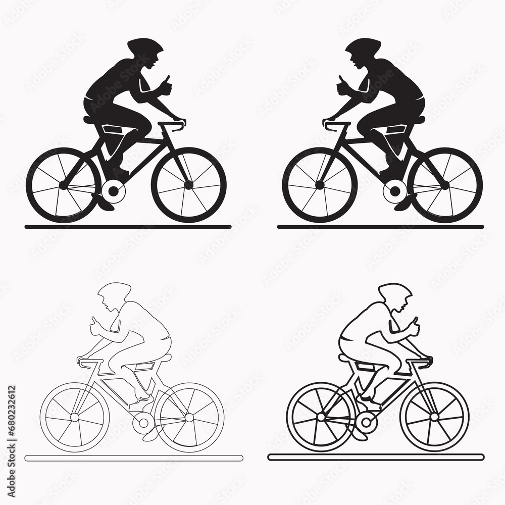 Obraz premium Bicycle with man run fast vector illustration eps