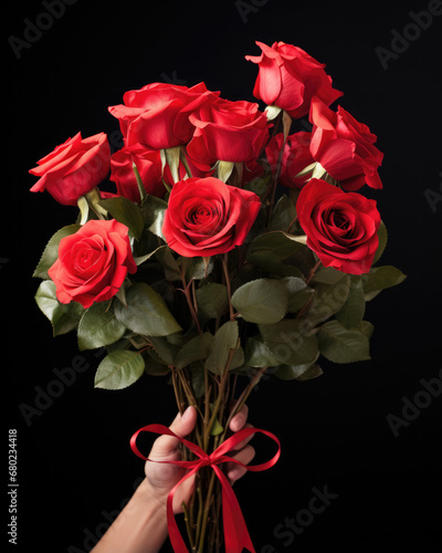 bouquet of red roses isolated on a background for Valentine s Day banner 