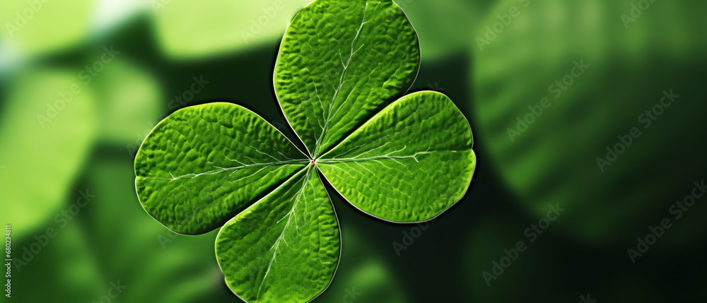 St. Patrick's Day Concept: Saint Patrick's Day Celebration, Natural Green Foliage with Shamrocks on a Shallow Depth of Field Photo. Focus on Biggest Leaf.Generative ai St. Patrick's Day Concept: Saint Patrick's Day Celebration, Natural Green Foliage with Shamrocks on a Shallow Depth of Field Photo. Focus on Biggest Leaf.Generative ai
