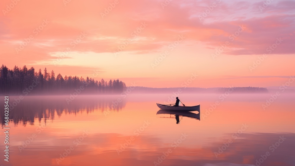A Serene Journey on the Glowing Waters at Dusk