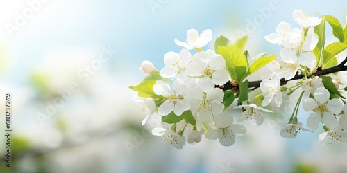 Apple Blossom Elegance - Delicate White Blossoms in the Spring Garden - Foreground Focus, Background Blissfully Out of Focus, Creating a Captivating Spring Flower 