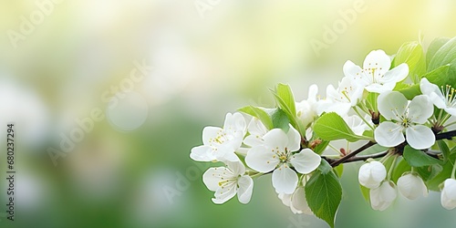 Apple Blossom Elegance - Delicate White Blossoms in the Spring Garden - Foreground Focus, Background Blissfully Out of Focus, Creating a Captivating Spring Flower 