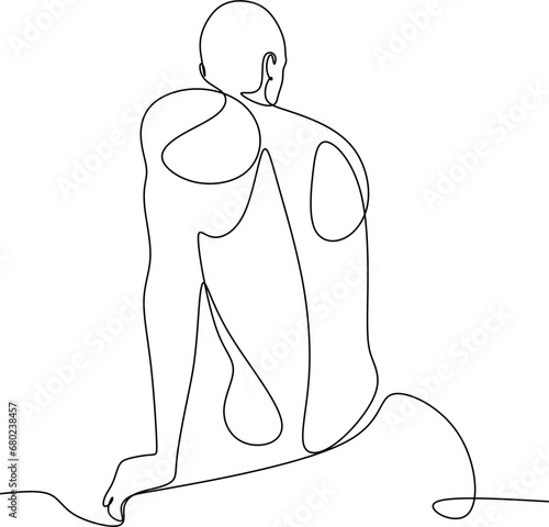 Continuous line of a male body. Vector portrait of a strong man. Vector minimalistic design for wall art, print, card, poster.