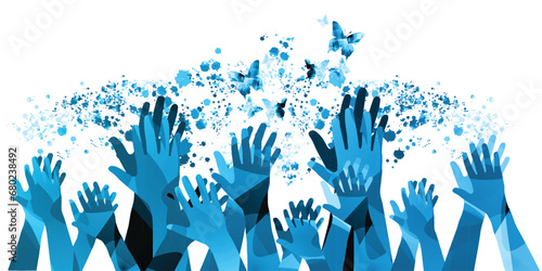 Human hands clapping giving ovation, greetings and support	