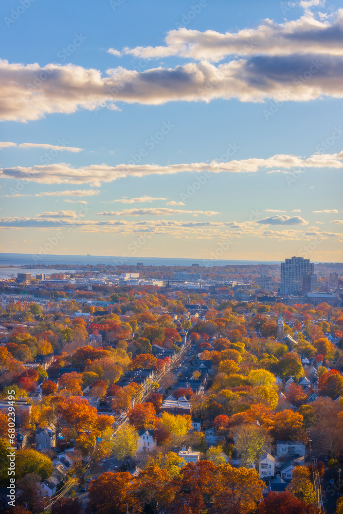 autumn view of the city in the fall