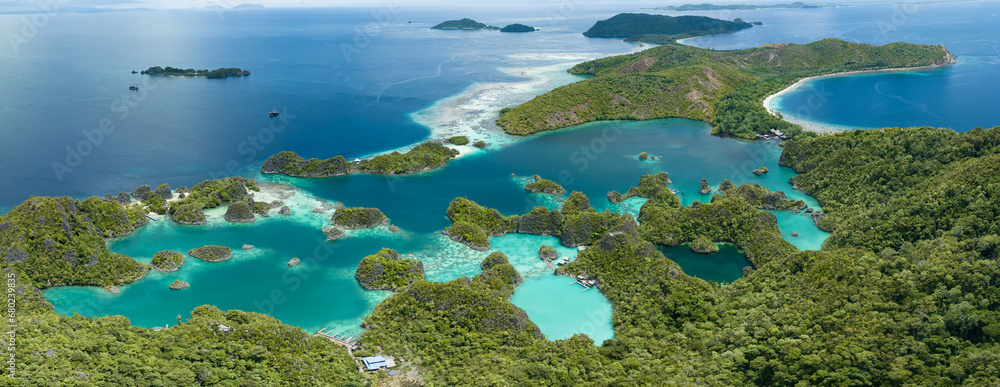 The incredibly scenic, limestone islands of Penemu are surrounded by beautiful coral reefs. These islands, found in northern Raja Ampat, support an amazing array of biodiversity.
