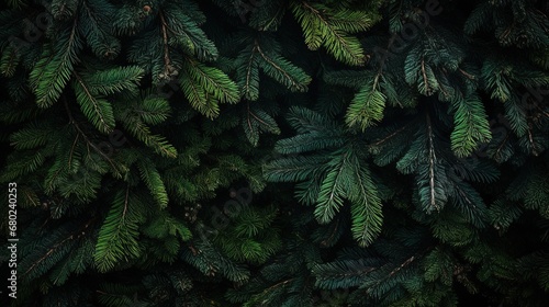 Spruce thorny branches  dark background.Generative AI 
