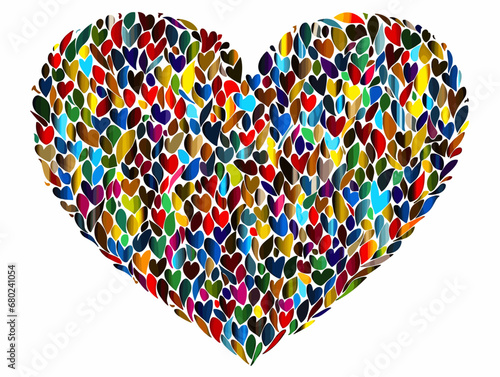 A Heart Shaped Object With Many Small Hearts - A big heart composed of many colorful small heart