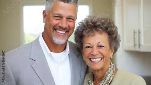 smiling mature man and elde...