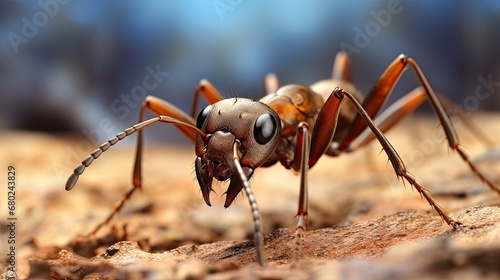 Close up macro ant portrait on a ground © GulArt