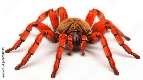 Close up red spider isolated on white background