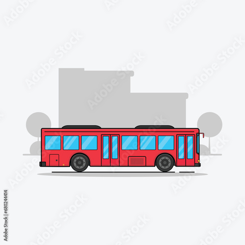 City Bus Side View Vector Illustration. Public Transport Service Concept Design Isolated Vector