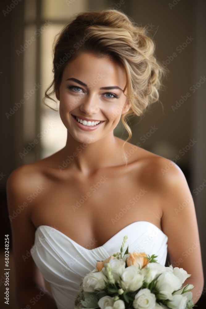 Beautiful smiling Bride Captures the Calm Before the Vows Beautiful smiling Bride Captures the Calm Before the Vows
