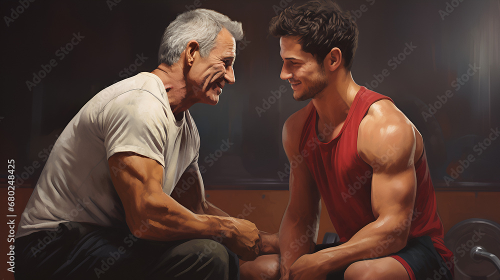 man and his captain in gym
