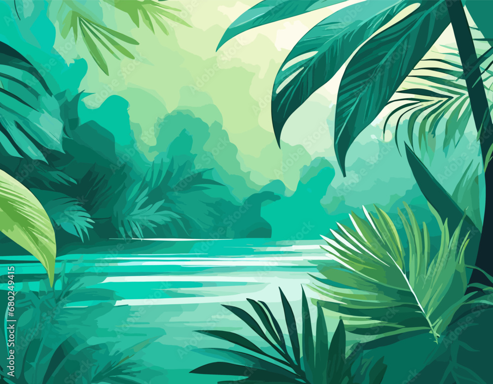 Tropical vibes emerge with a gradient from vibrant turquoise to lush green, establishing a refreshing and nature-inspired background.