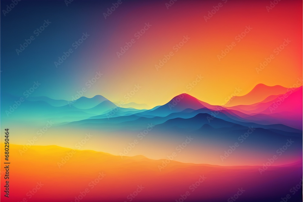 sunset in mountains. abstract gradient colorful background. Generative AI.