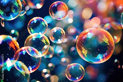  a bunch of soap bubbles floating in the air with a lot of bubbles on the bottom of the soap bubbles.