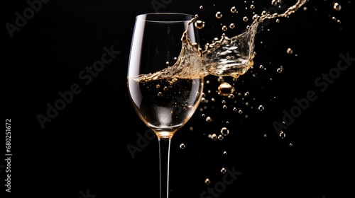  a glass of wine with a splash of water coming out of the top and a wine glass on the bottom of the glass.