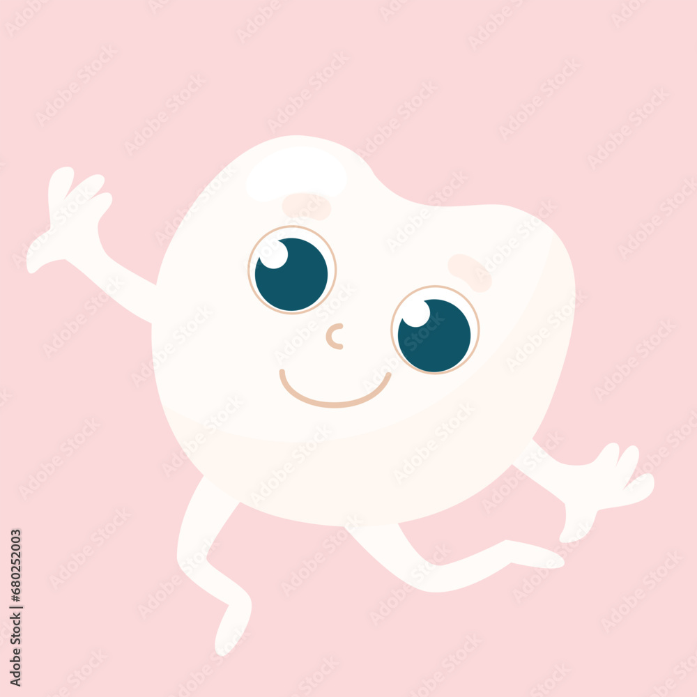Little healthy baby cog running and jumping in cartoon style. Care and health of children's teeth. Little healthy baby cog running and jumping in cartoon style. Care and health of children's teeth.