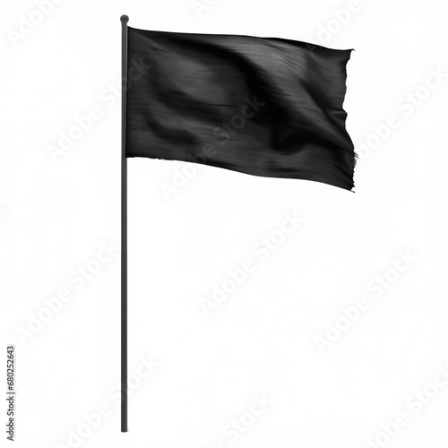blank black flag on pole isolated on white background ,generative ai photo