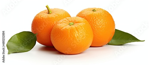 In an isolated white background, a perfect blend of health and taste comes to life as a plump Mandarin, the vibrant orange color reflecting its rich vitamin content, entices onlookers. As a fruit of