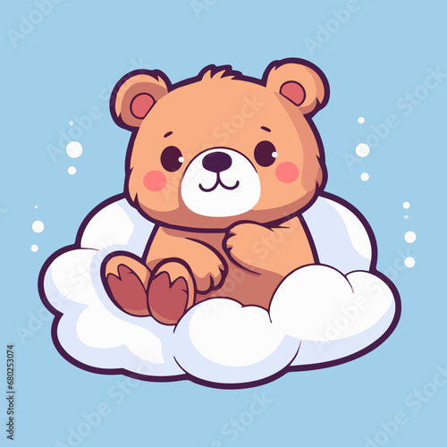 Vector Art of a Cute Bear lay on Cloud cartoon flat cartoon illustration  photo