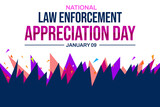 Celebrating National Law enforcement appreciation day, background design with typography and colorful shapes