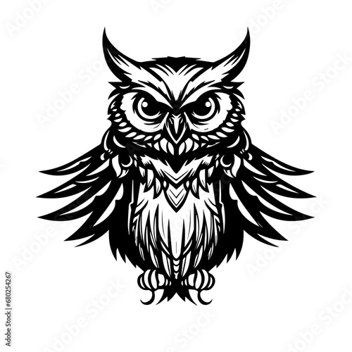 Majestic Owl Head Vector Illustration