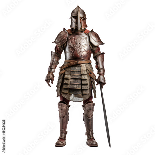 ancient kingdom warrior armor isolated on transparent background ,medieval warrior armor ,generative ai