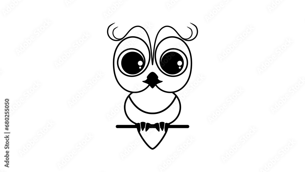 owl spiral logo, cute owl for kids