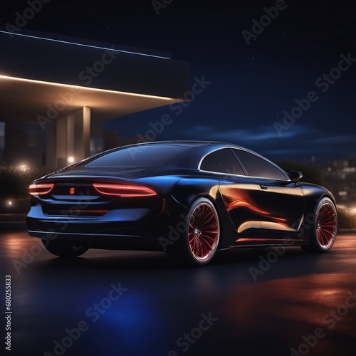 3d render of a modern electric car 3d render of a modern electric car 3d rendering of a brand - less generic concept car