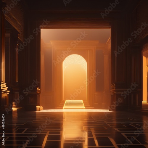 3d illustration of an empty corridor of a palace 3d illustration of an empty corridor of a palace 3d rendering of an ancient temple