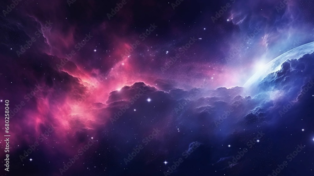 a wallpaper mural of a deep purple galaxy filled with bright stars
