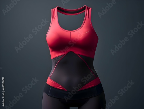 Woman fitness suit mockup, 3D woman fitness suit mockup presentation, female gym and sport suit mockup, ai generated photo