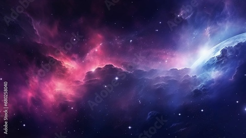 a wallpaper mural of a deep purple galaxy filled with bright stars