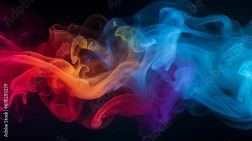 two colored smoke lines are on the left and one is red, blue and yellow
