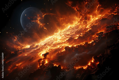 planet on fire ,global warming ,magnetic storm concept photo