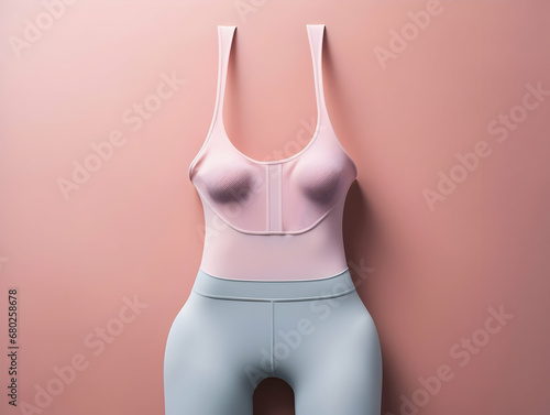 Woman fitness suit mockup, 3D woman fitness suit mockup presentation, female gym and sport suit mockup, ai generated photo