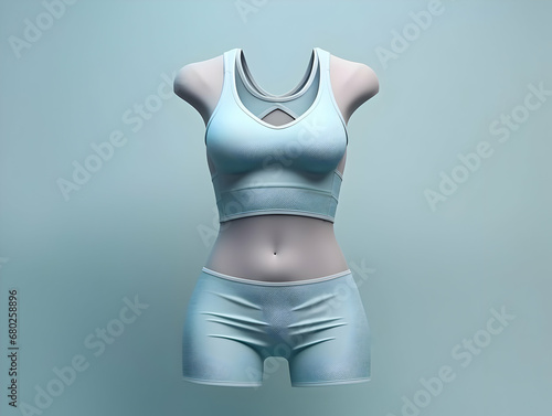 Woman fitness suit mockup, 3D woman fitness suit mockup presentation, female gym and sport suit mockup, ai generated photo