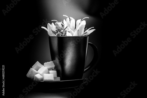cup of coffee with flowers