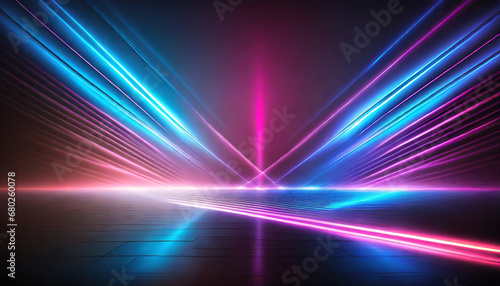 abstract background with neon rays of light created with ai