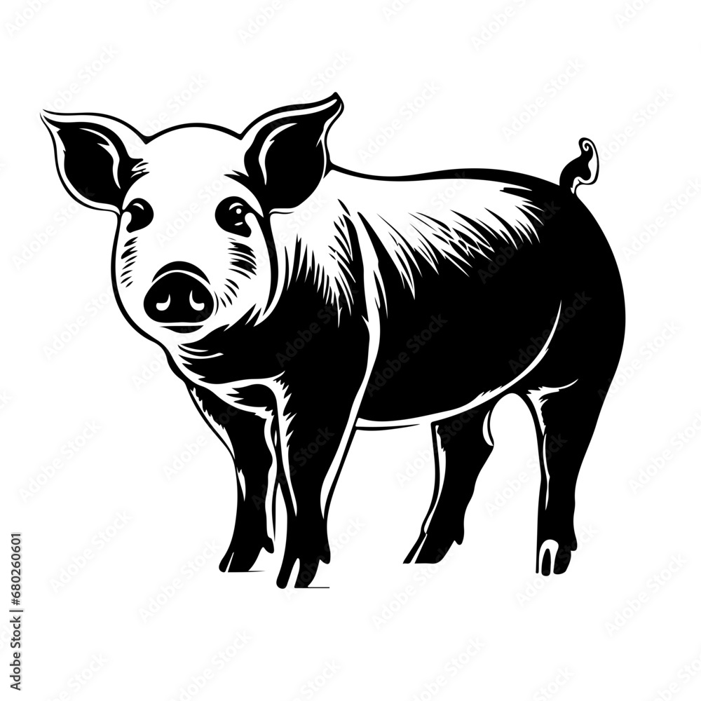 Cheerful Pig Vector Illustration Cheerful Pig Vector Illustration