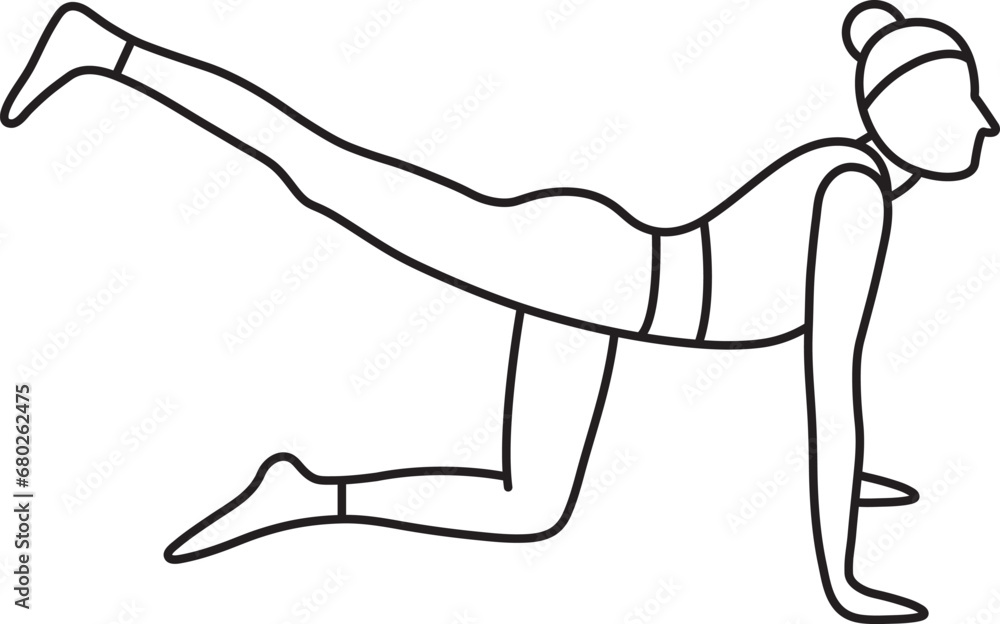 Simple vector illustration of Ekapada Marjariasana, healthy lifestyle, yoga asana, sports, doodle and sketch Simple vector illustration of Ekapada Marjariasana, healthy lifestyle, yoga asana, sports, doodle and sketch