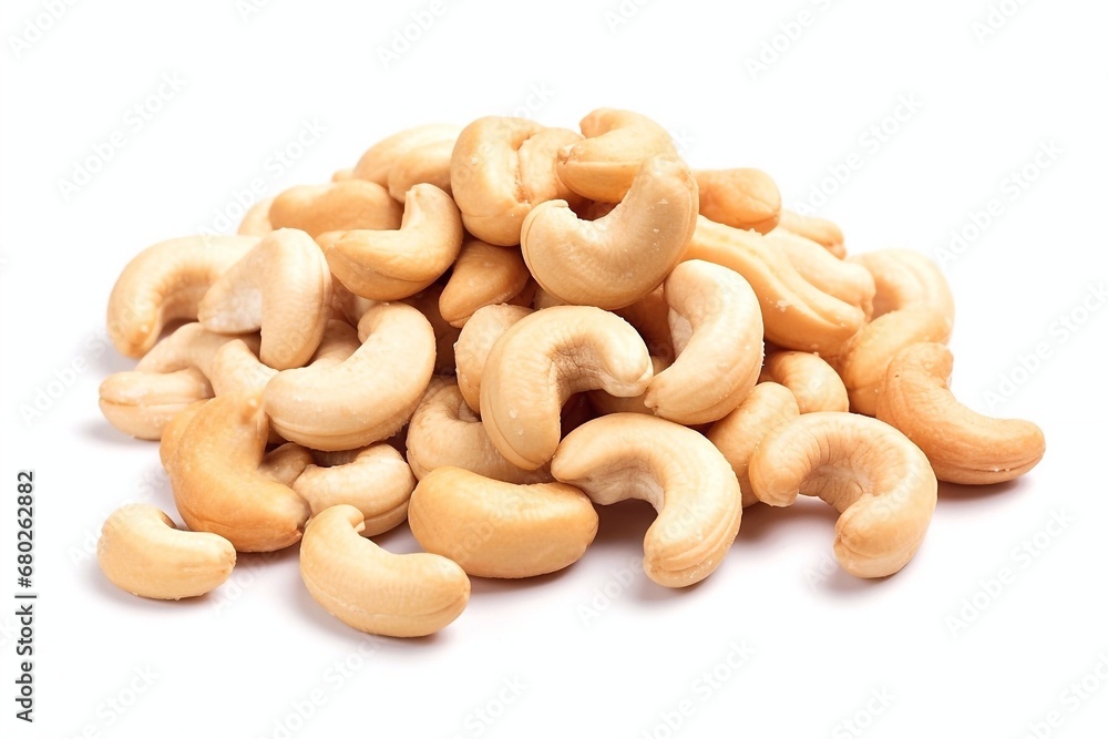 Raw cashew nuts on a white background close-up. Concept of healthy eating. Raw cashew nuts on a white background close-up. Concept of healthy eating.